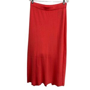 Sans Pareille Red Knit Pull On Midi Skirt With Elastic Waist Size Large